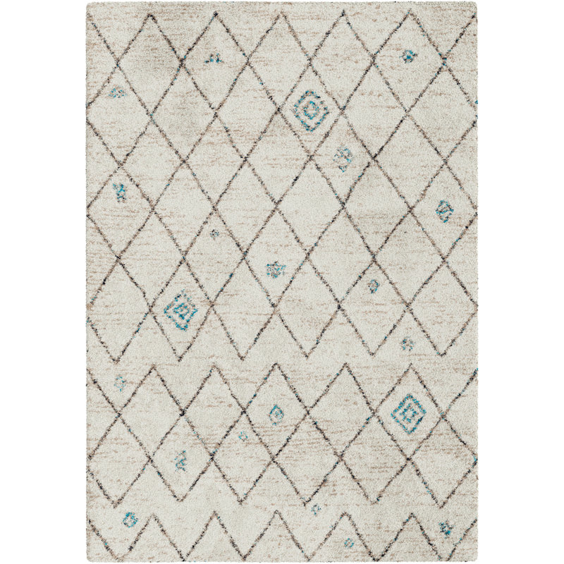 Mack + Milo Albers High Pile Berber Diamond Blue/Cream/Black Rug